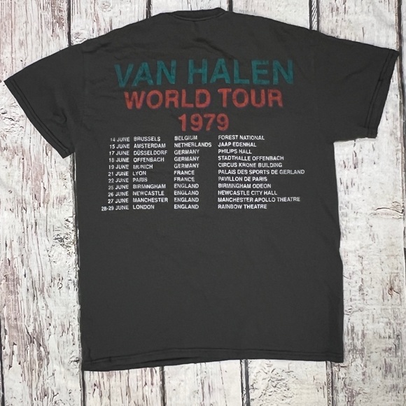 Van Halen 1979 Tour Rock n' Roll Retro Music Crewneck Womens Tshirt - Picture 2 of 8